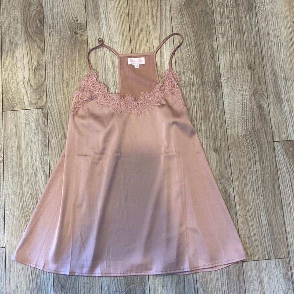Pink Lily Pink satin Tank Top
